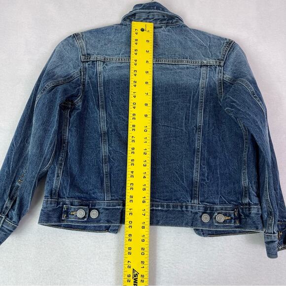 Gap Jacket Kids Medium Blue Denim Jean Front Pocket Button Up - Picture 9 of 10